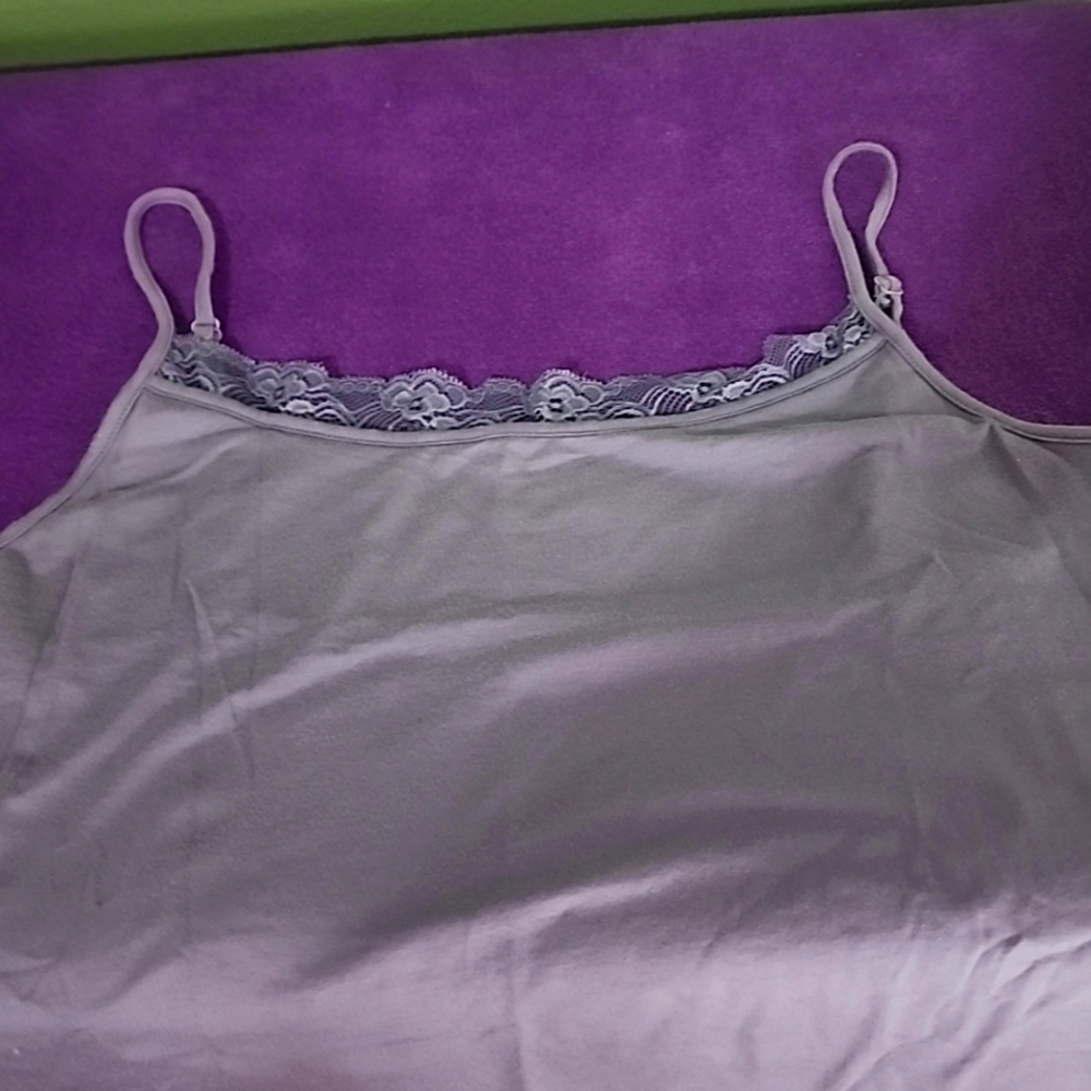 NWOT AT Sz L Dusk Blue Cotton Lace Neck Cami